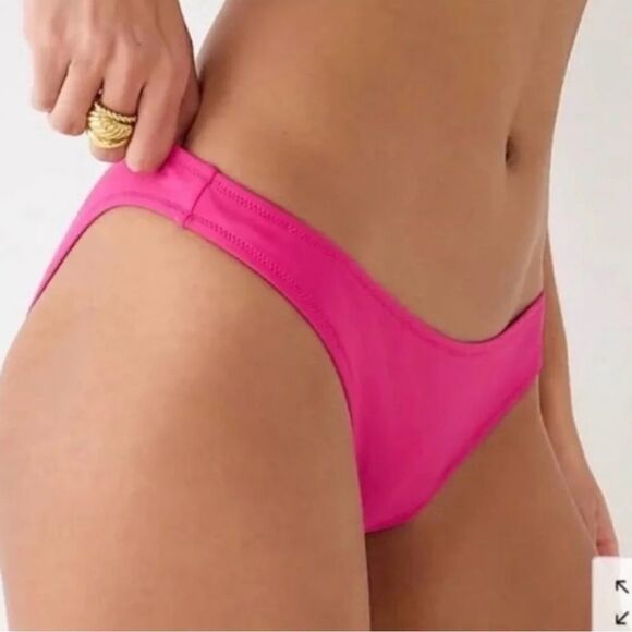 J Crew Radiant Fuchsia Heritage 1989 High Leg Bikini Bottom Sz M NWT - Picture 1 of 11